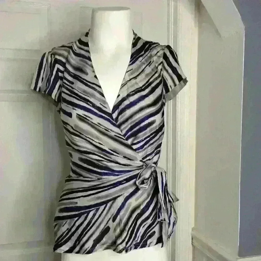 Classiques Entier; Norstrom Brand.  100% Silk, size: S.  White, Blue and Gray